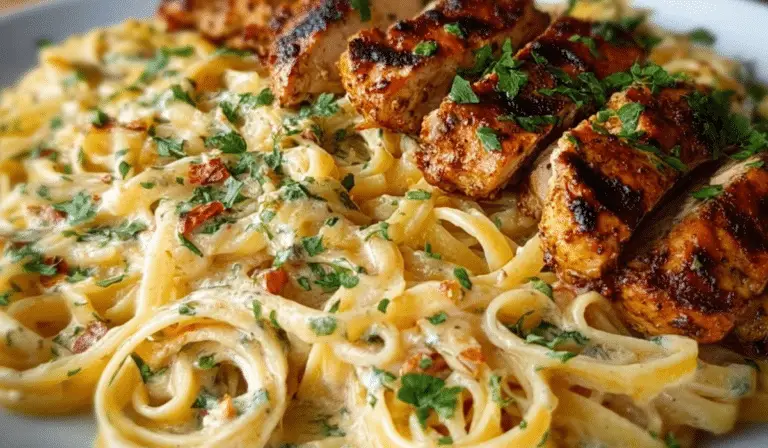 Cajun Chicken and Garlic Parmesan Linguine dish