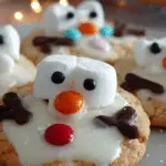 Melted Snowman Biscuits on holiday plate