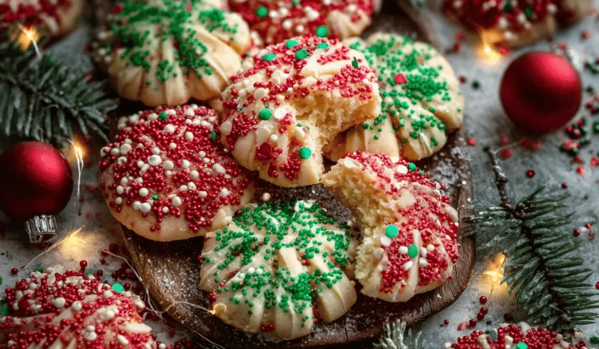 Christmas Cookie Sparkles on holiday tray