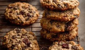 Big Fat Dark Chocolate Cranberry Oatmeal Cookies fresh from oven