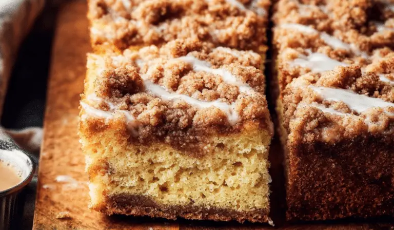 Sour Cream Coffee Cake with Crumb Topping on Table