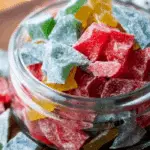 Hard tack candy in festive glass jar
