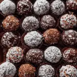 Festive and Easy Rum Balls on holiday tray