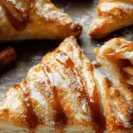 Apple Turnovers (Puff Pastry) on rustic tray