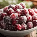 Sugared Cranberries in festive bowl
