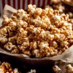 Grandma’s Homemade Caramel Corn in a rustic bowl