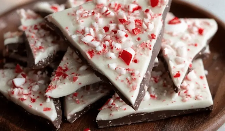 Homemade peppermint bark with candy cane pieces