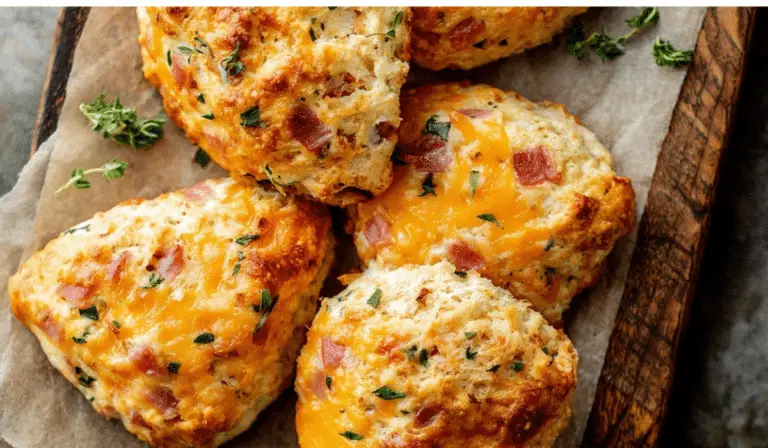 Savory Ham and Cheese Scones fresh from oven