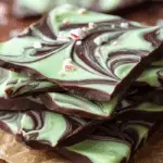 Mint Chocolate Swirl Bark with marbled chocolate and crushed peppermint