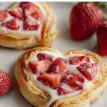 Strawberry Cream Cheese Heart Danishes on a plate