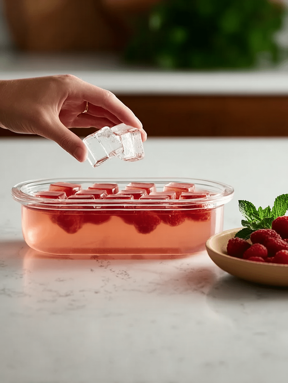 Bowl of Mounjaro Jello with cranberries and mint on a wooden table
