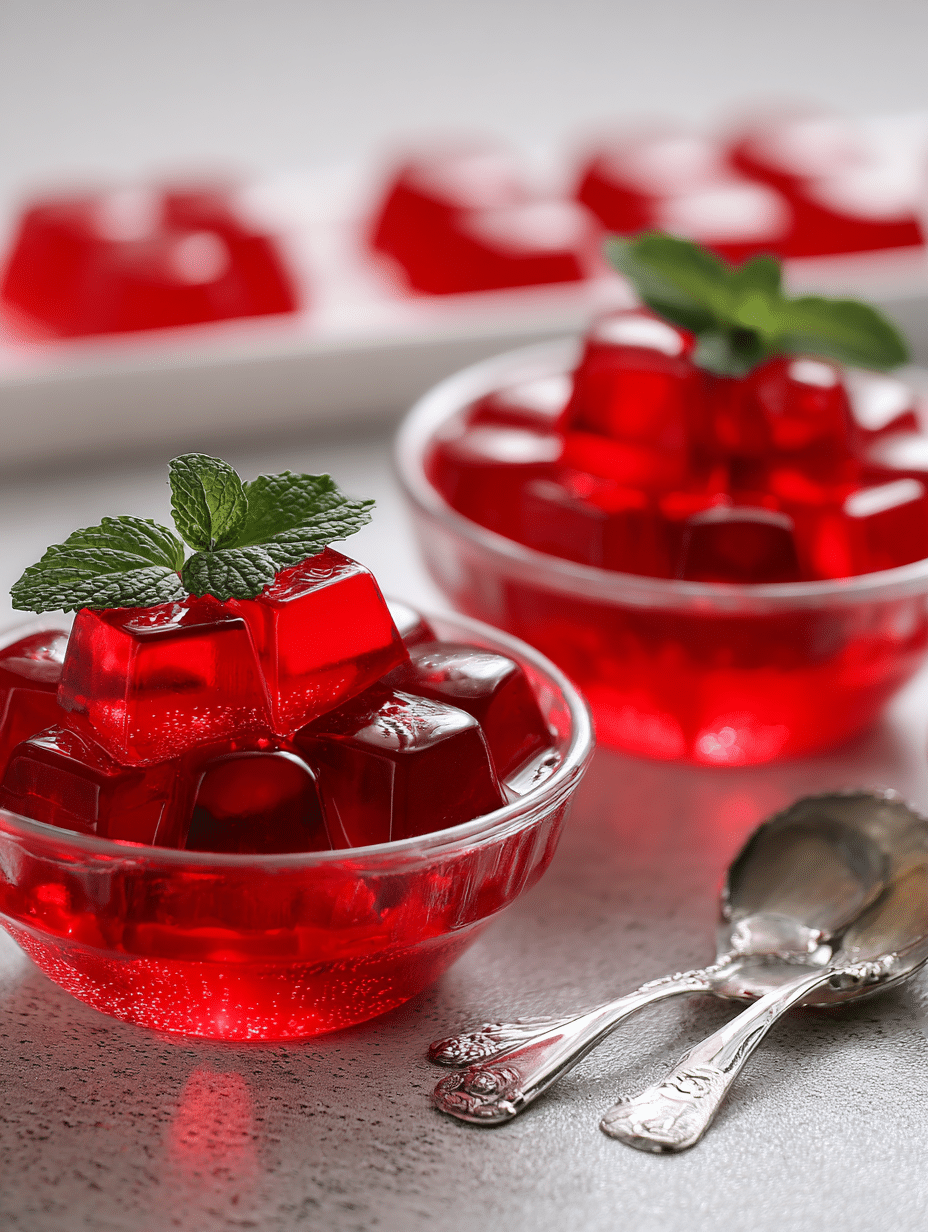 Bowl of gelatin snack with fresh fruits and mint leaves, showcasing a healthy weight loss recipe.